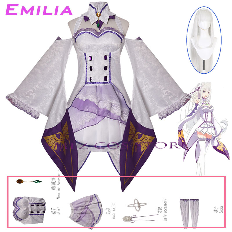 Women Accessories Set - 에밀리아 코스프레 애니메이션 Re Zero Kara
