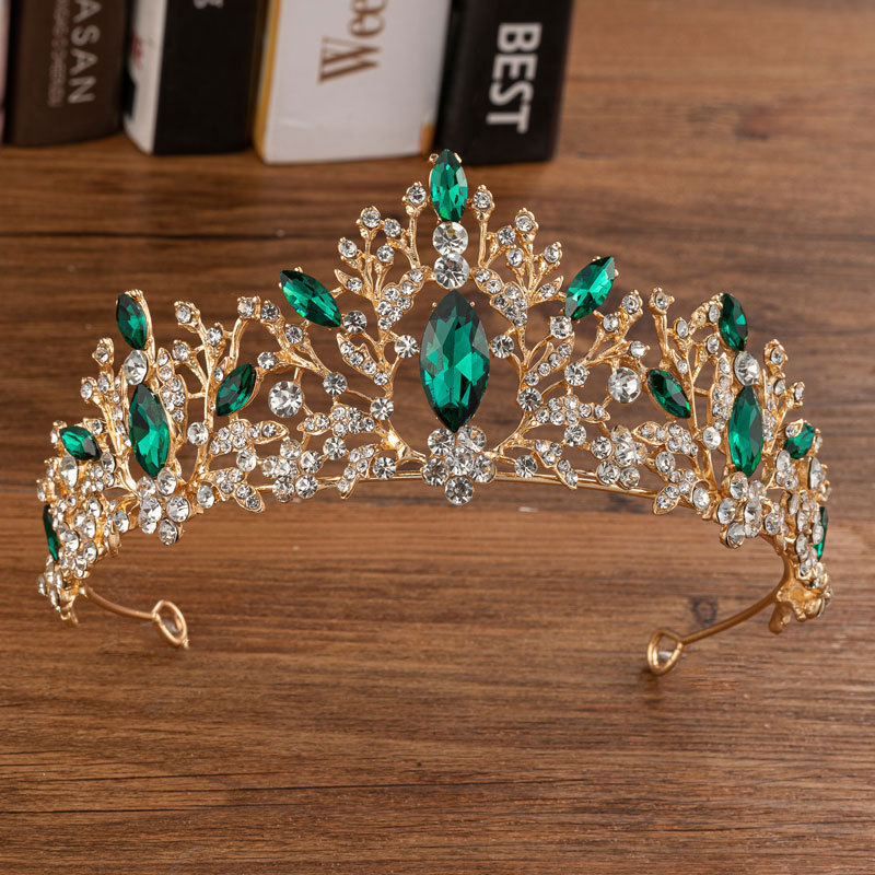 Queen Accessories - 티아라 화려한 라인스톤 퀸 크라운 신부