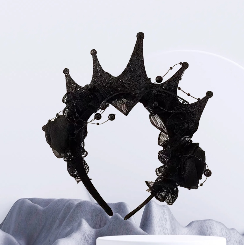 Women'S Victorian Accessories - 여성을위한 고딕 블랙 로즈 레이스 크라운