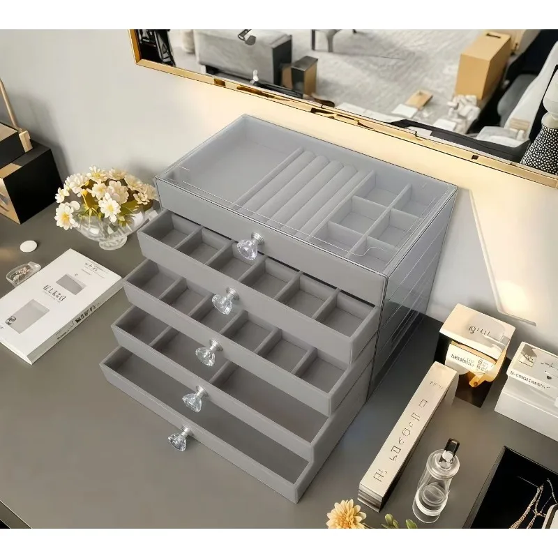 Women Accessories Drawer - 새로운 7단 그레이 보석 보관함 서랍형