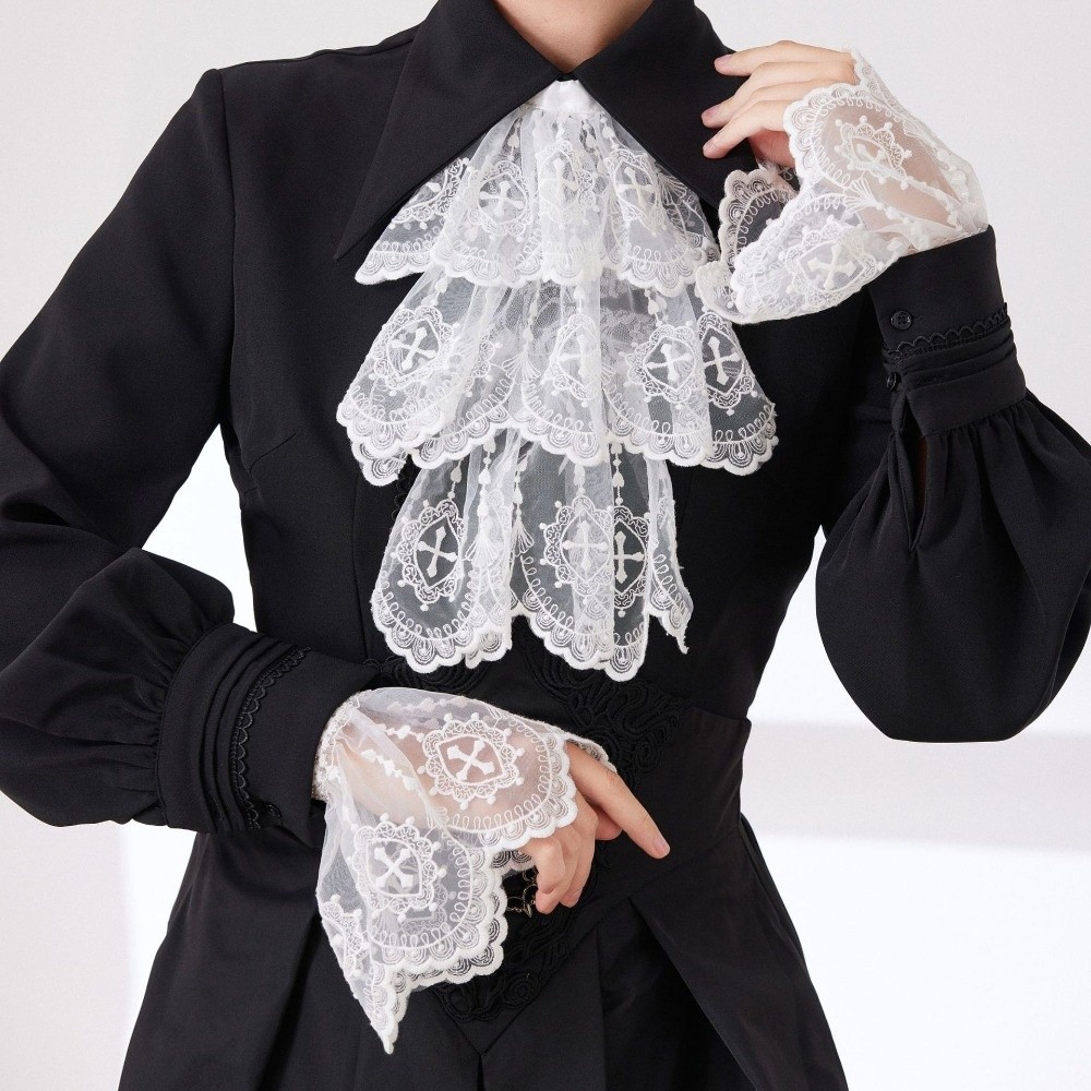 Women'S Victorian Accessories - 빅토리아 스타일 레이스 자보트 칼라 화이트
