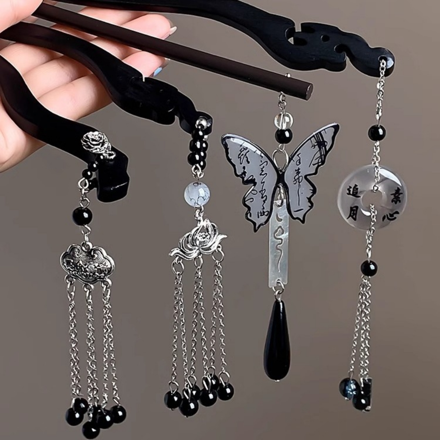 여성을위한 가벼운 고급 나무 술 머리핀 빈티지 잉크 나 - Women Accessories Aesthetic 리뷰 및 가격