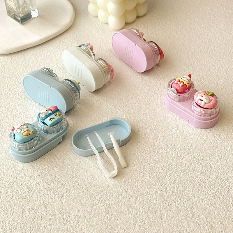 귀여운 만화 고양이 콘택트 렌즈 케이스 핀셋 흡입 도구 - Women Accessories Drawer 리뷰 및 가격