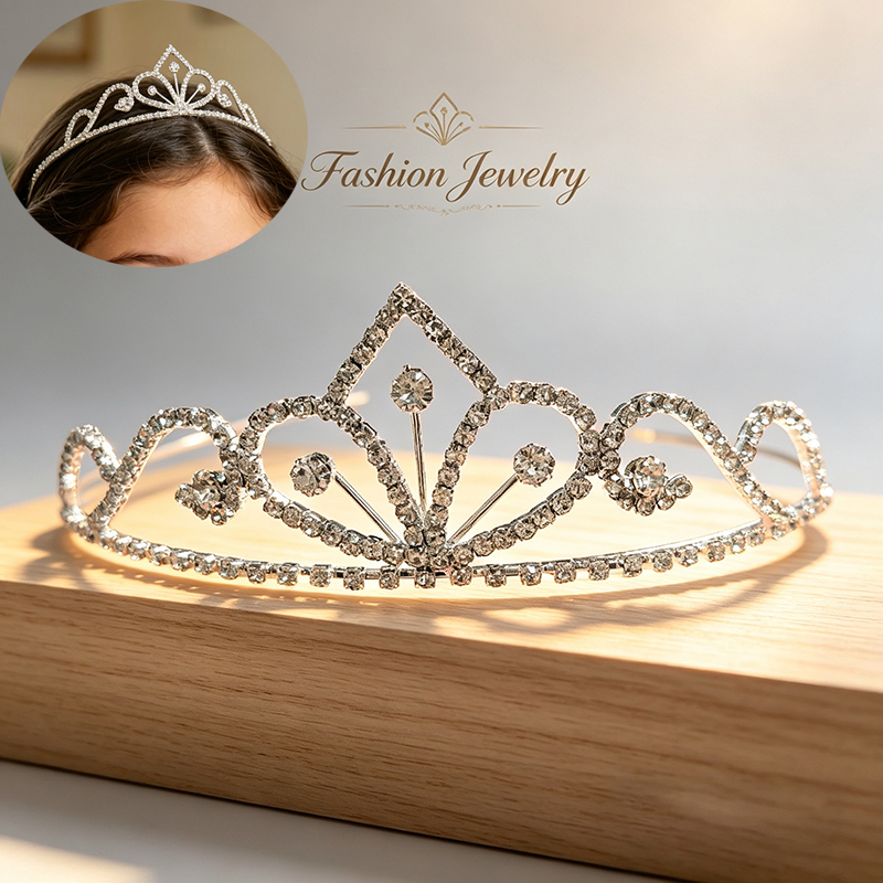 실버 컬러 라인스톤 신부 왕관 럭셔리 크리스탈 티아라  - Women Accessories Aesthetic 리뷰 및 가격