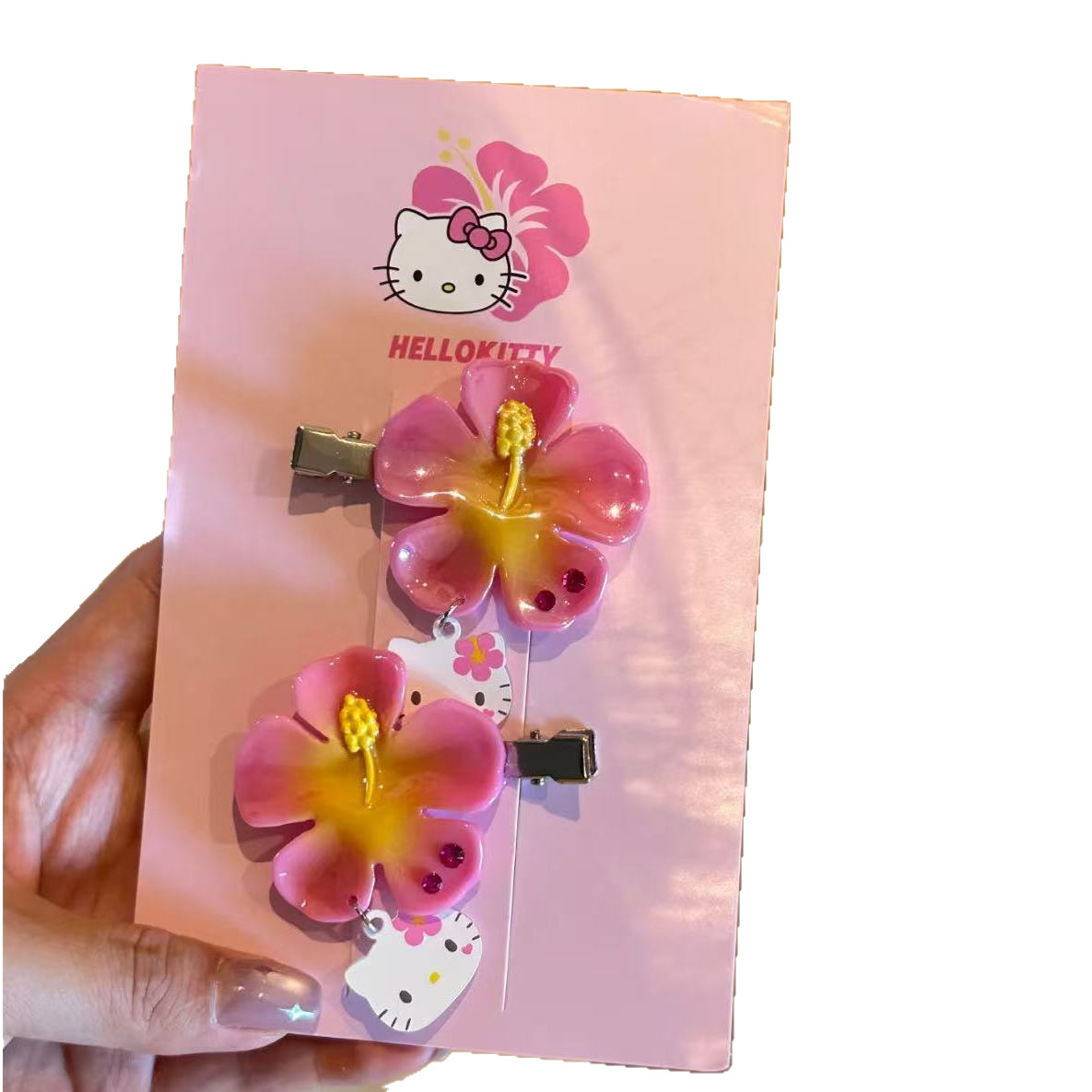 카와이 산리오 헬로 키티 꽃 머리핀 세트 핑크 히비스커 - Women Accessories Aesthetic 리뷰 및 가격