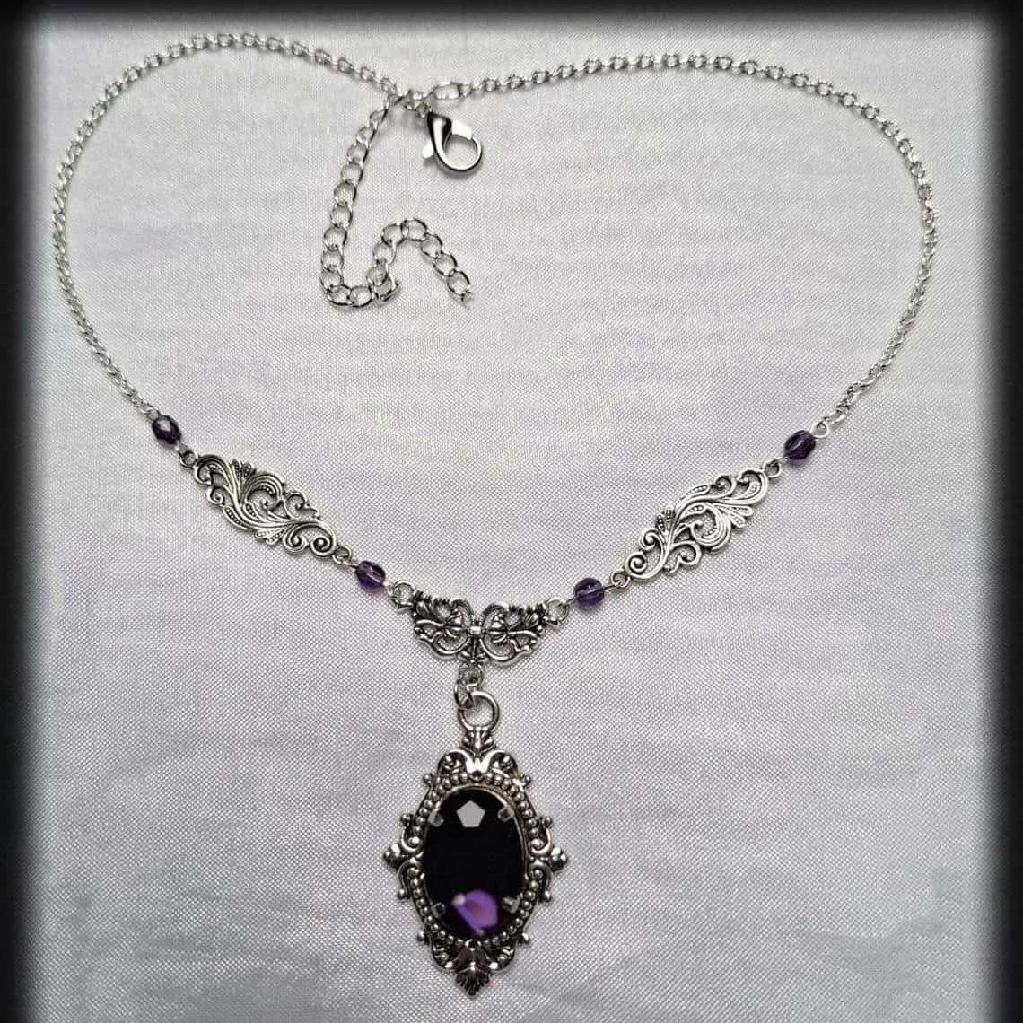 보라색 마법의 물방울 목걸이, 고딕 보석, 마녀 액세서 - Women'S Victorian Accessories 리뷰 및 가격