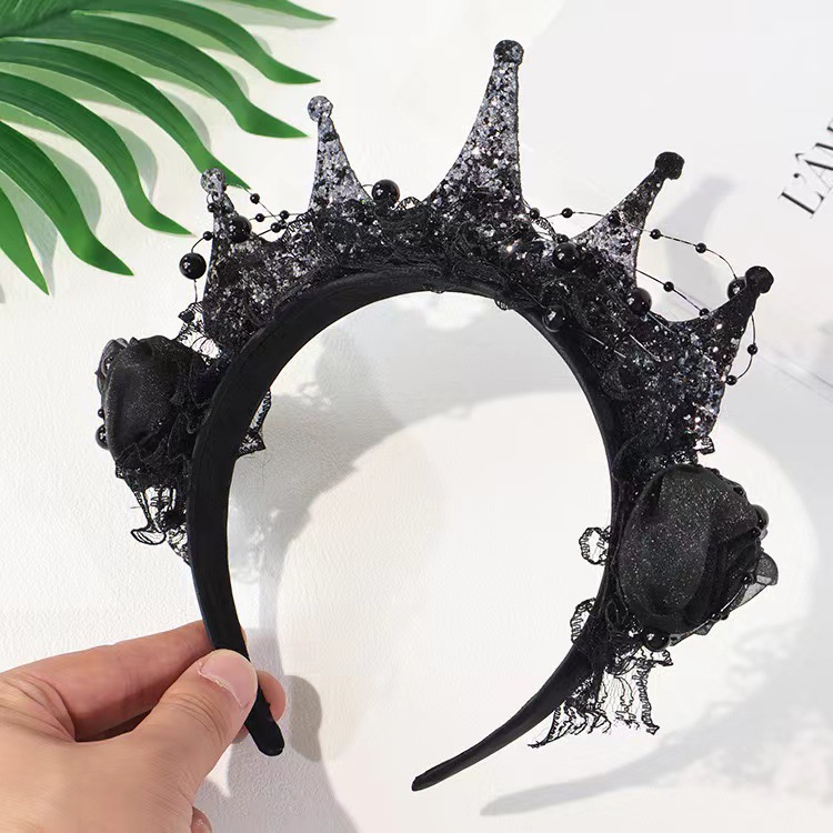 여성을위한 고딕 블랙 로즈 레이스 크라운 머리띠 할로윈 - Women'S Victorian Accessories 리뷰 및 가격