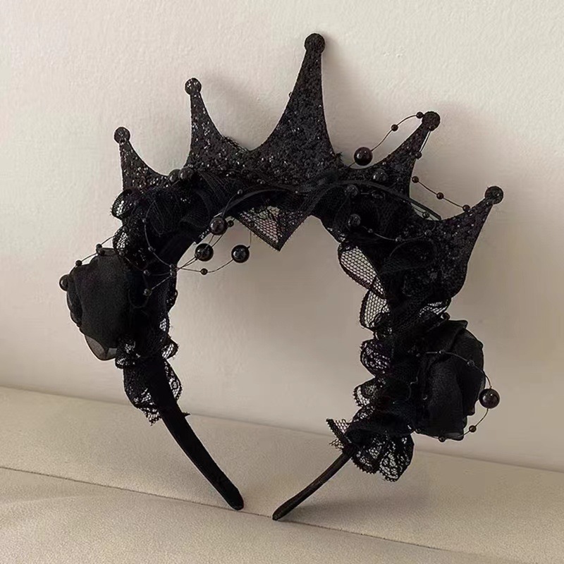 여성을위한 고딕 블랙 로즈 레이스 크라운 머리띠 할로윈 - Women'S Victorian Accessories 리뷰 및 가격