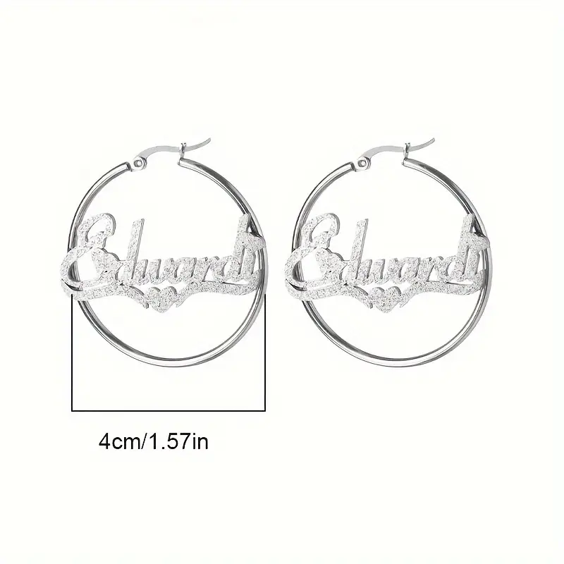 개인화 된 샌드 블라스트 이름 후프 귀걸이, 맞춤형 스 - Women Accessories Name 리뷰 및 가격