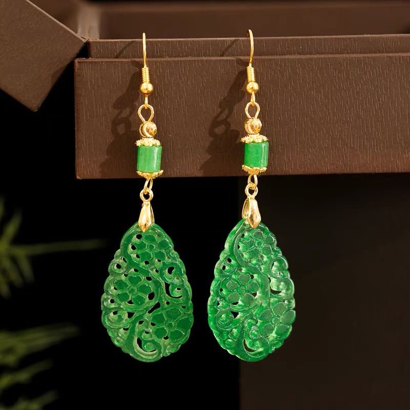 925 실버 천연 녹색 옥 중공 DIY 피닉스 귀걸이  - Women Accessories For Hand 리뷰 및 가격