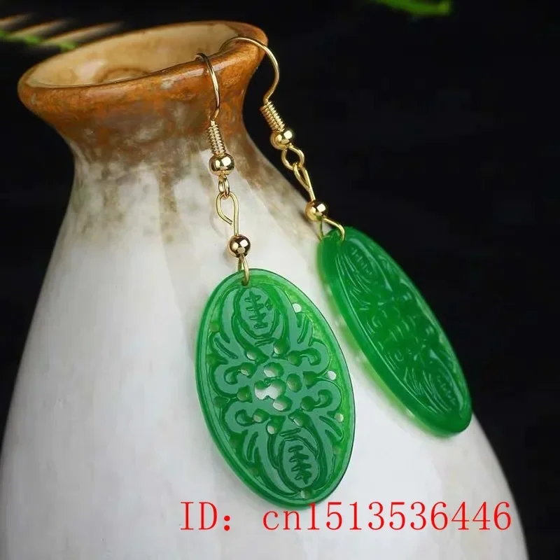 원래 자연 녹색 옥 에메랄드 박쥐 중공 귀걸이 보석 패 - Women Accessories For Hand 리뷰 및 가격