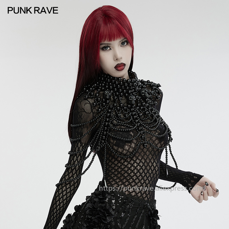 PUNK RAVE 여성용 고딕 해골 비즈 넥 커버 멀티 - Women Accessories For Hand 리뷰 및 가격