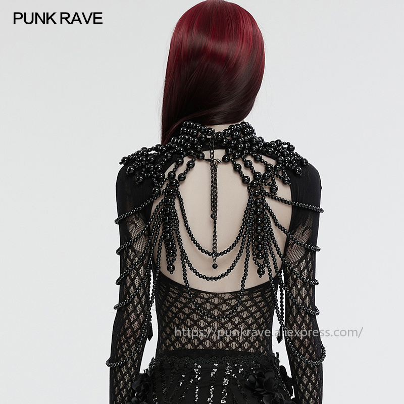 PUNK RAVE 여성용 고딕 해골 비즈 넥 커버 멀티 - Women Accessories For Hand 리뷰 및 가격