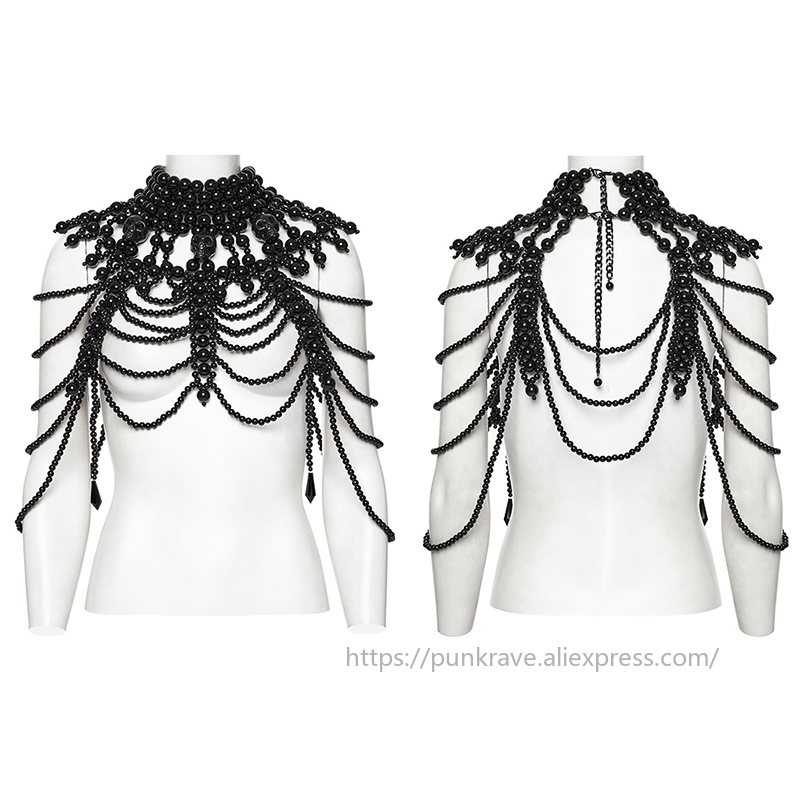 PUNK RAVE 여성용 고딕 해골 비즈 넥 커버 멀티 - Women Accessories For Hand 리뷰 및 가격