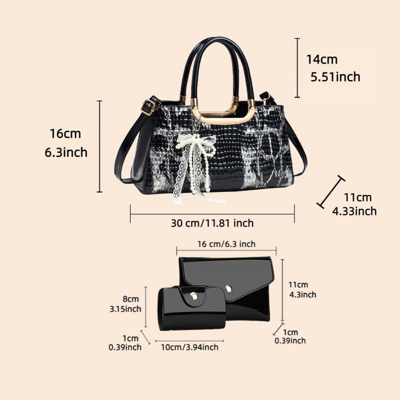 여성용 핸드백 세트, 악어 무늬 이브닝 클러치, 파티  - Women Accessories Set 리뷰 및 가격
