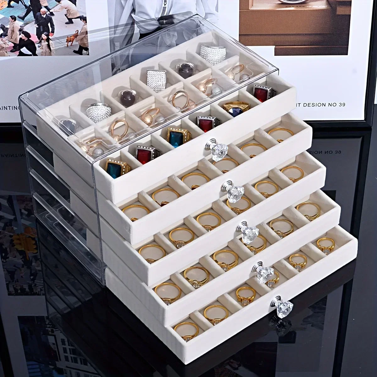새로운 7단 그레이 보석 보관함 서랍형 디자인 대용량  - Women Accessories Drawer 리뷰 및 가격