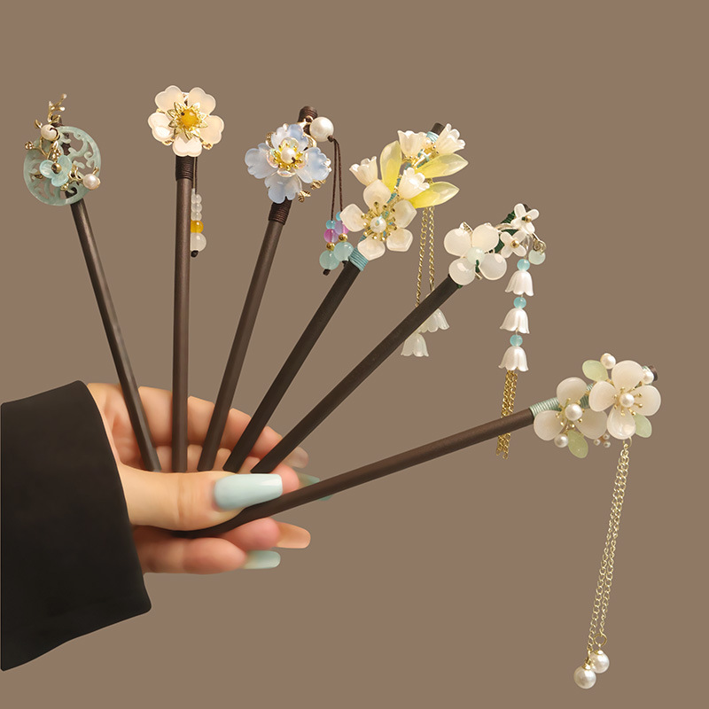 꽃 Tassel 진주 머리 스틱 나무 머리 포크 머리핀 - Women Accessories For Hand 리뷰 및 가격