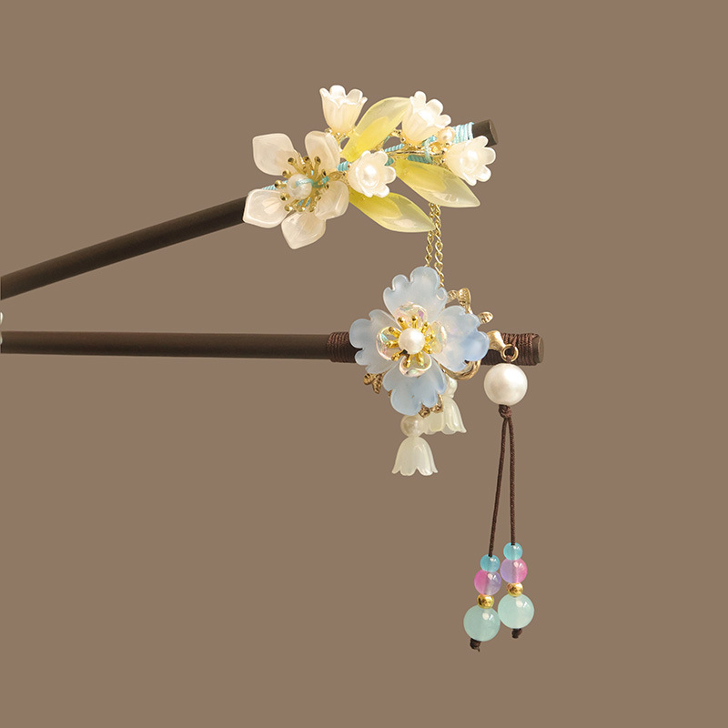 꽃 Tassel 진주 머리 스틱 나무 머리 포크 머리핀 - Women Accessories For Hand 리뷰 및 가격